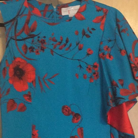 Sachin Babi April Floral Dress w One Draped Sleeve - Picture 3 of 16